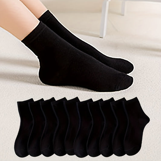 [Comfort Socks] 5/10 Pairs Lightweight Breathable Women's Black Ankle Socks | Soft Comfort Fit, Solid Color, Basic Everyday Casual, Cute, Versatile Clothing Accessory, Hand Wash Only