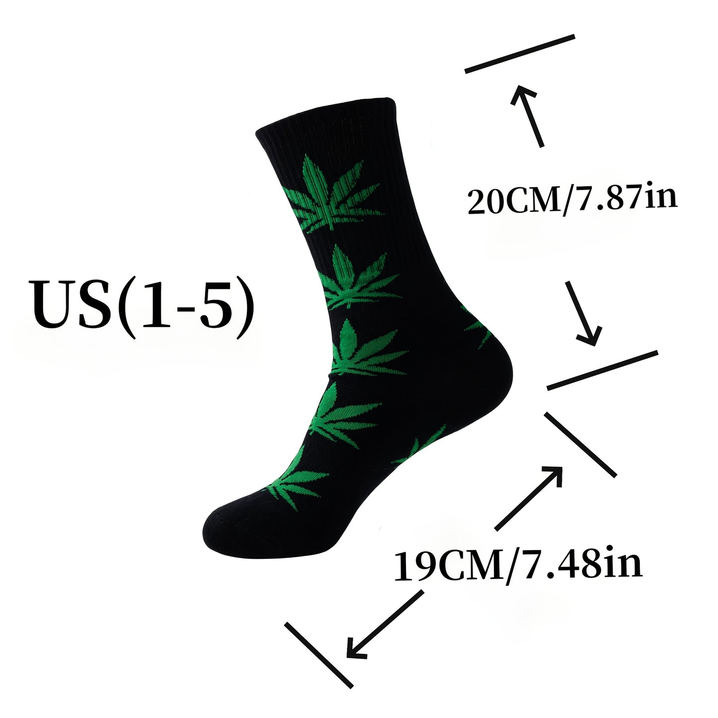 10 Pairs Unisex Fashion Crew Socks, Breathable Comfortable Casual Street Style, Knit Fabric with Plant Pattern, Polyester 97.8%, Spandex 2.2%, Machine Washable, for Men and Women, All Seasons
