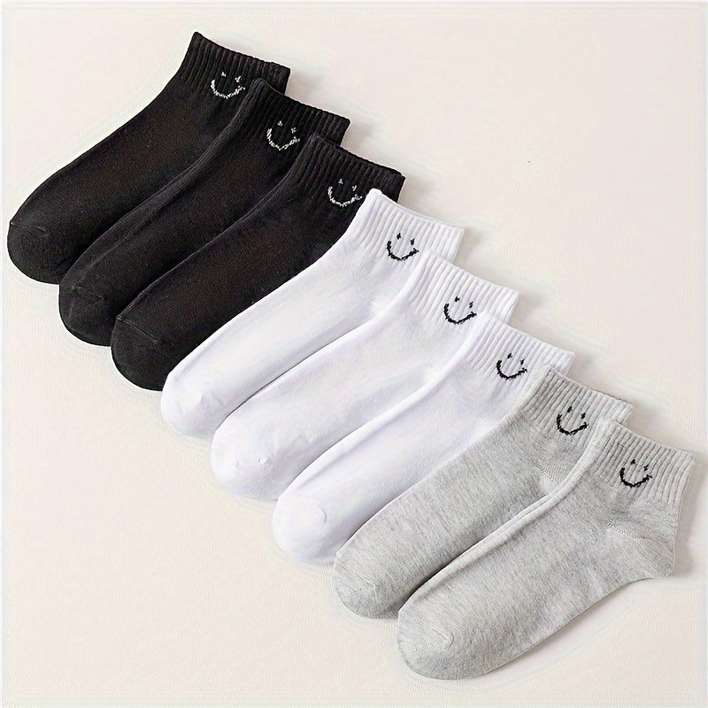 [Cute Socks] Cute Japanese 8/10/16/20/24 Double Solid Color Love Couple's Breathable Odor Proof Women's Short Socks | Daily Use, Black and White Gray, Ins Style, Versatile