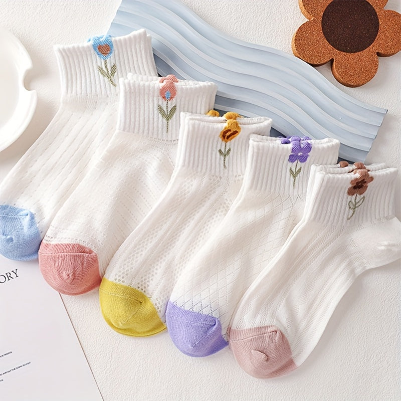 1/5/10/15/20 Pairs of Rong Opening Small Flower Women'S Ankle Socks