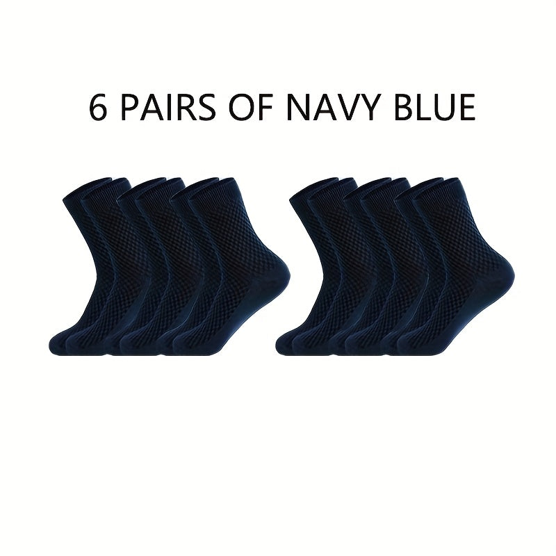 [Moisture-Wicking Socks] 6 Pairs of Moisture-Wicking Men's Bamboo Fiber Mid-Calf Socks | Odor-Resistant, Durable, Comfortable, Black & White, Suitable for Formal and Casual Wear