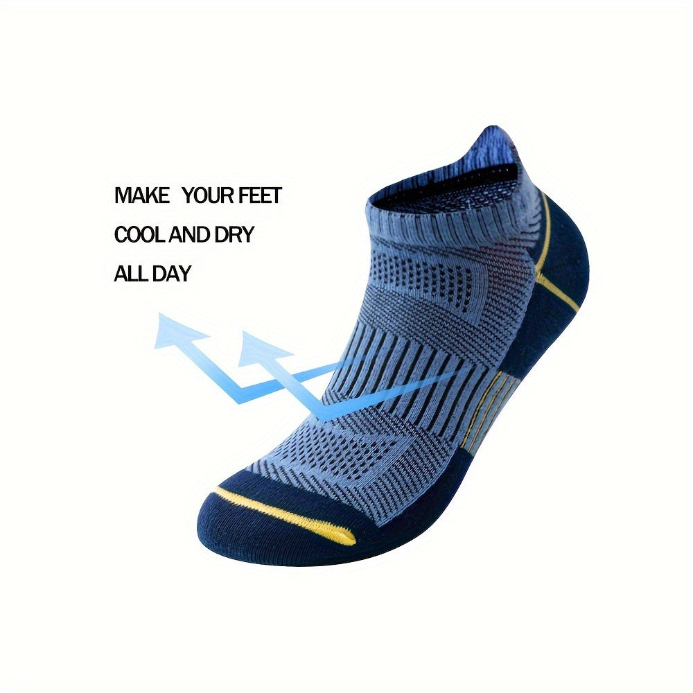 [Mens Athletic Socks] AceFine 6pcs Men's Breathable Mesh Athletic Socks | Moisture-Wicking, Comfort Fit with Heel Tab & Bright Ear-Catching Colors, Polyester/Spandex Blend, Ideal for Running & Sports