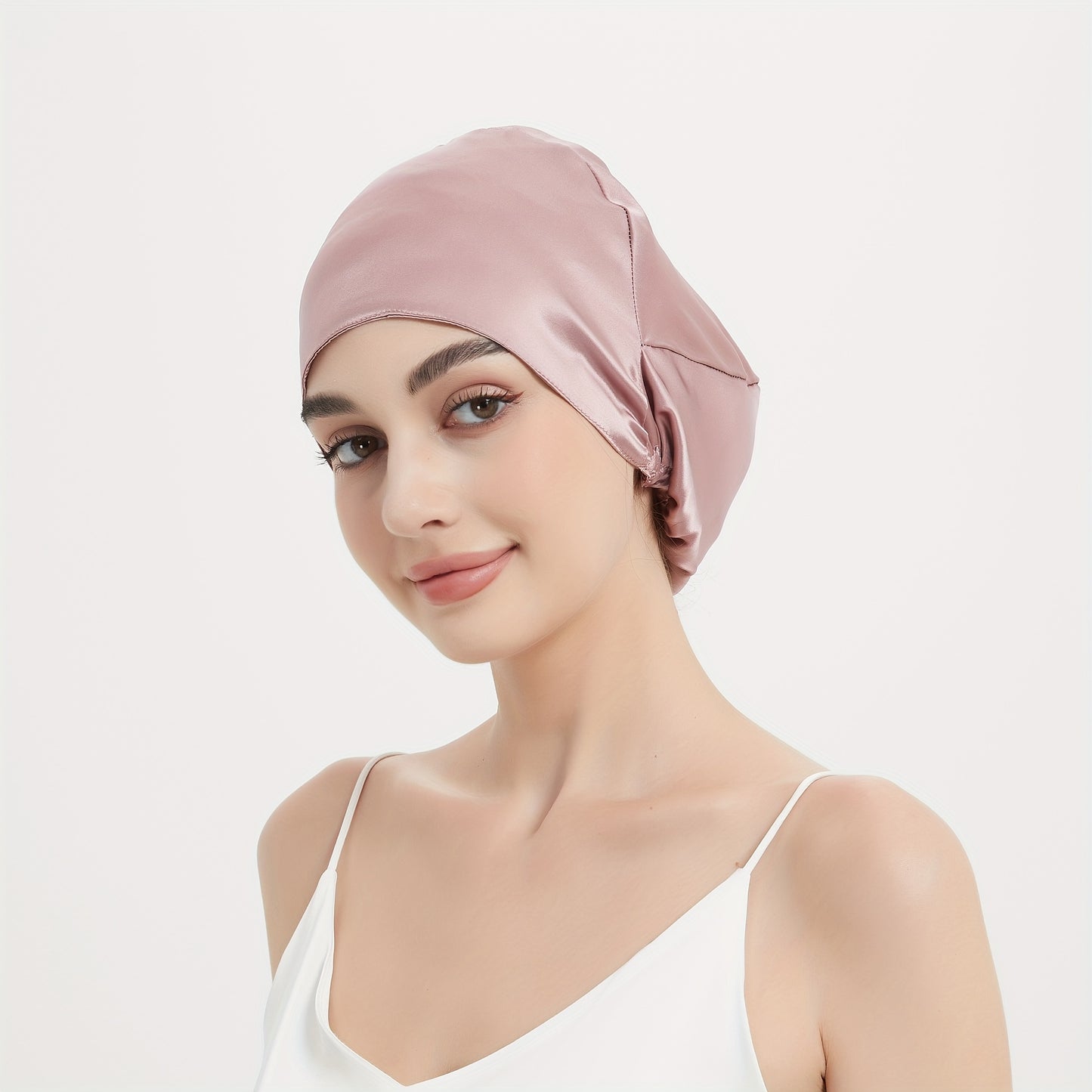 [Silk Sleep Cap] RACHELSILK 100% Mulberry Silk Double Layer Sleep Cap | Adjustable Elastic Band, Smooth & Soft Hair Protection Night Hat for Women, Beige, Easy Slip-On Design, Reduces Frizz & Split Ends