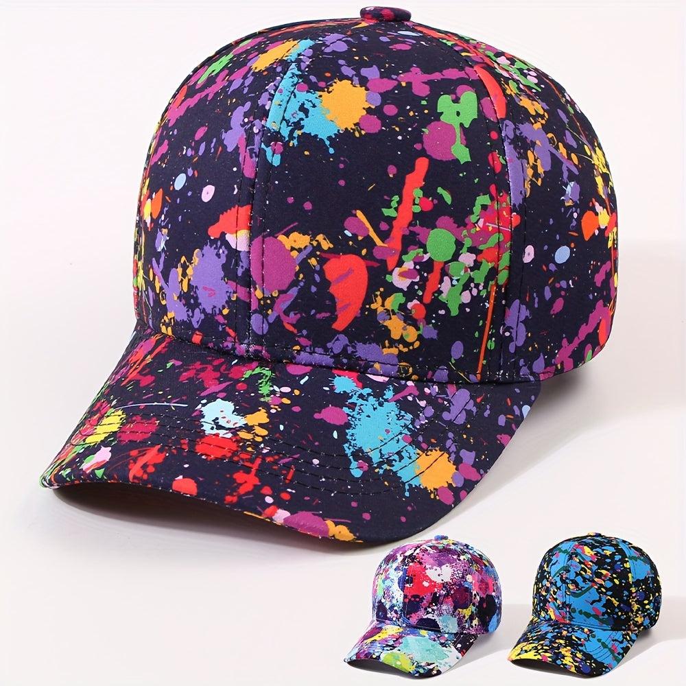 1 Adjustable, Lightweight, Random Tie-Dye Baseball Cap for Women - Vibrant Color Splatter Design, Stylish Streetwear, Outdoor & Casual Use, Casual Headwear | Vibrant Tie Dye | Adjustable Cap