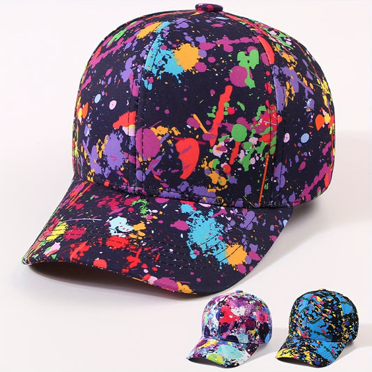 1 Adjustable, Lightweight, Random Tie-Dye Baseball Cap for Women - Vibrant Color Splatter Design, Stylish Streetwear, Outdoor & Casual Use, Casual Headwear | Vibrant Tie Dye | Adjustable Cap