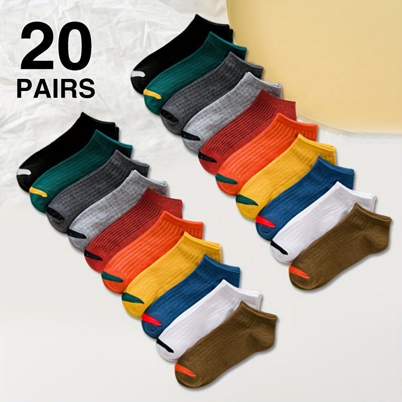 10/20/30 Pairs Simple Colorblock Socks, Soft & Lightweight Low Cut Ankle Socks, Women's Stockings & Hosiery