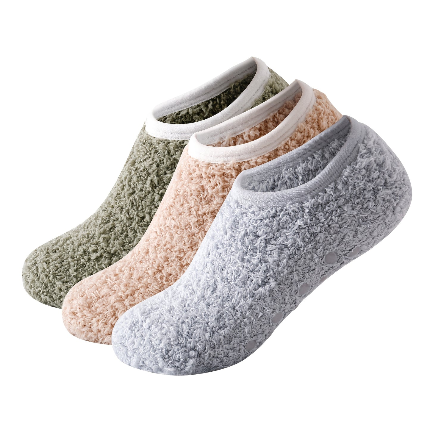 1 Pair/3 Pairs Women'S Fuzzy Socks, Fluffy, Thick, Super Warm, Cozy, Non Slip, Solid Color, Polyester 100%, Knit Fabric, Hand Wash, with Grips for Women