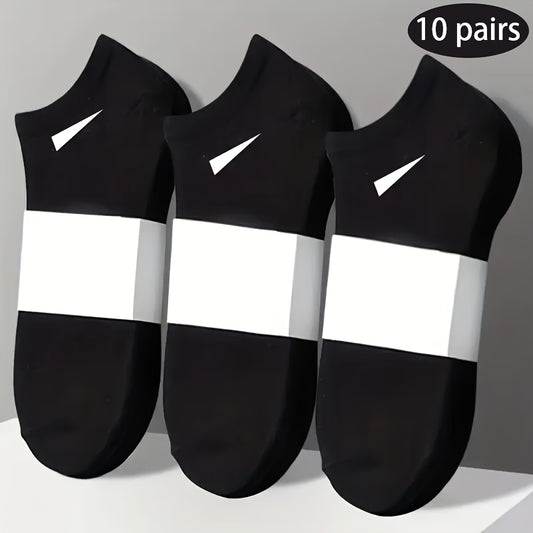 10-Pack of Three Colors: Black, White, and Gray Short Socks - Basic Minimalist Multifunctional Unisex Comfortable Fashion Simple Pattern Set Suitable for Outdoor Casual Wear
