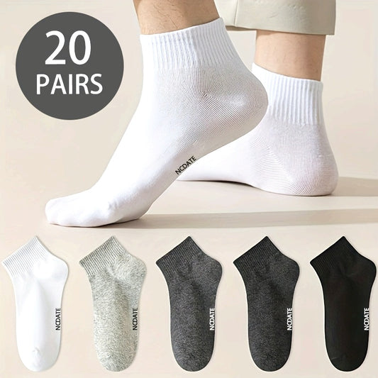 [Breathable Socks] NCDATE Ankle Socks | 20 Pairs | Breathable, Sweat Absorbent | Machine Washable | For Men & Women | Soft, Comfortable, Minimalist Design