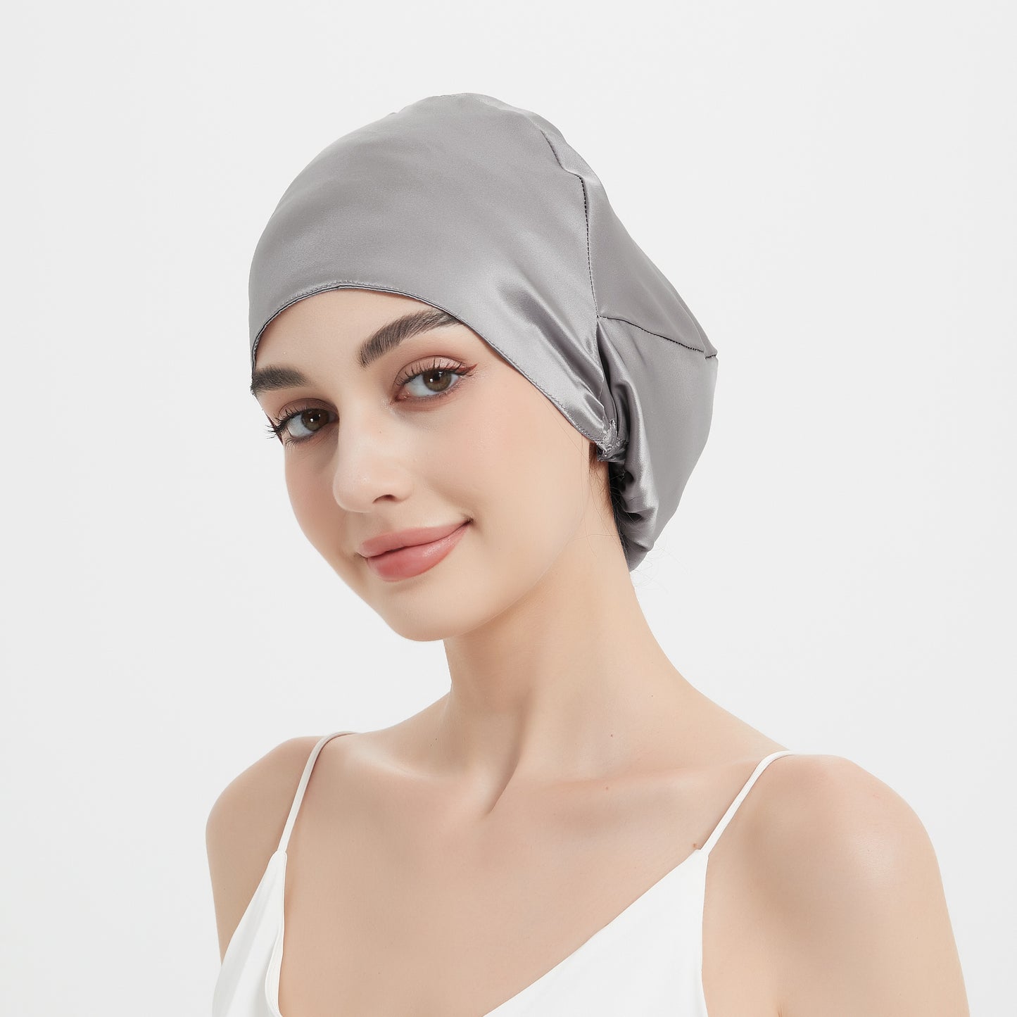 [Silk Sleep Cap] RACHELSILK 100% Mulberry Silk Double Layer Sleep Cap | Adjustable Elastic Band, Smooth & Soft Hair Protection Night Hat for Women, Beige, Easy Slip-On Design, Reduces Frizz & Split Ends