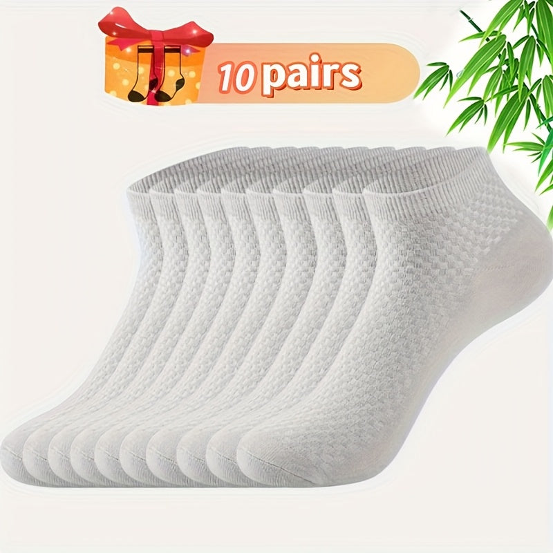 [Soft Bamboo Socks] 10 Pairs Soft Bamboo Fiber Ankle Socks for Men & Women | Comfortable, Non-Strangulation, Solid Color, Light Luxury Design, Perfect for Daily Wear & Gifts