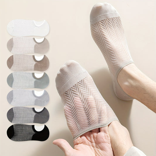 [Summer Fishnet Socks] 7-Pack Thin Summer Men's Fishnet Boat Socks | Solid Color