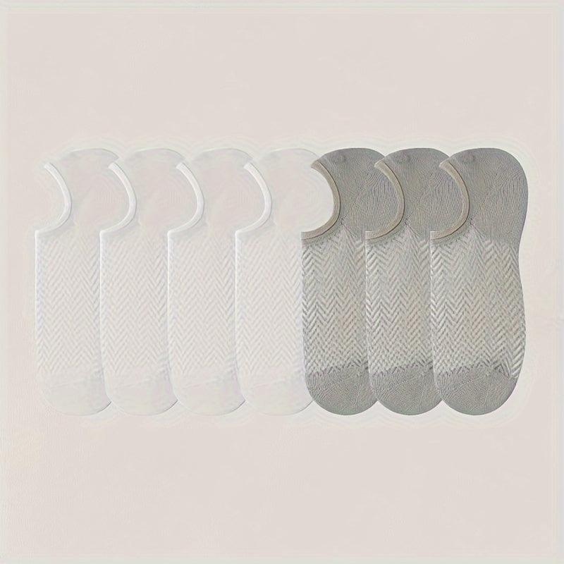 [Summer Fishnet Socks] 7-Pack Thin Summer Men's Fishnet Boat Socks | Solid Color