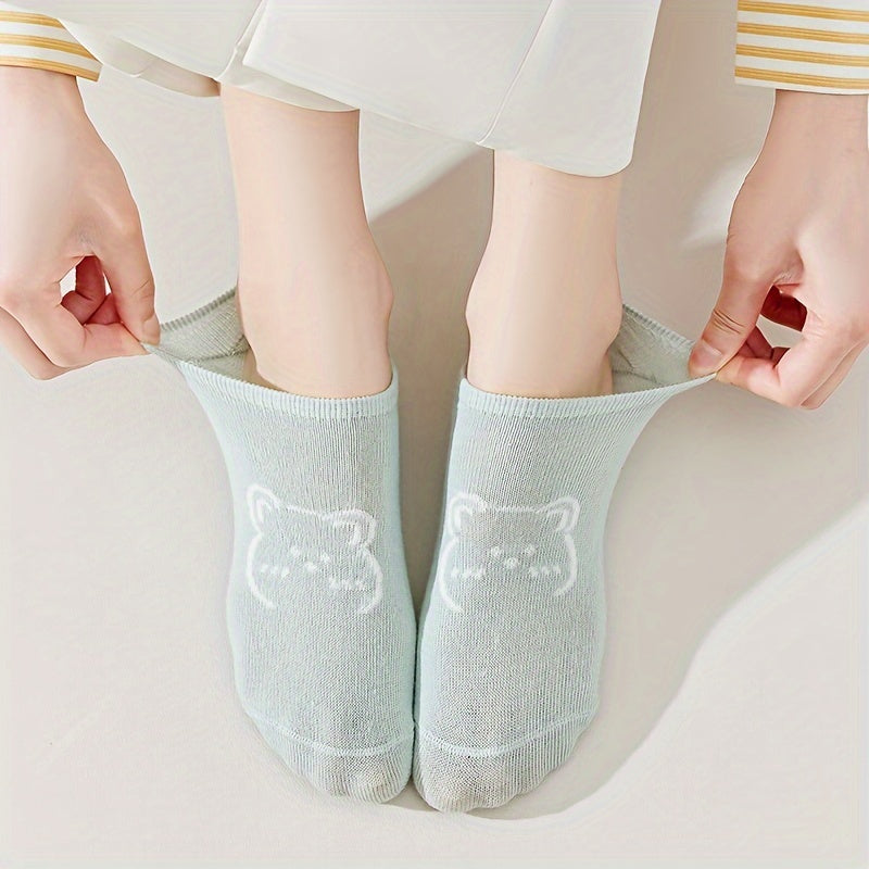 [Cute Socks] 6 Pairs Cute Cartoon Animal Socks | Women's Breathable Invisible All-match Stockings & Hosiery