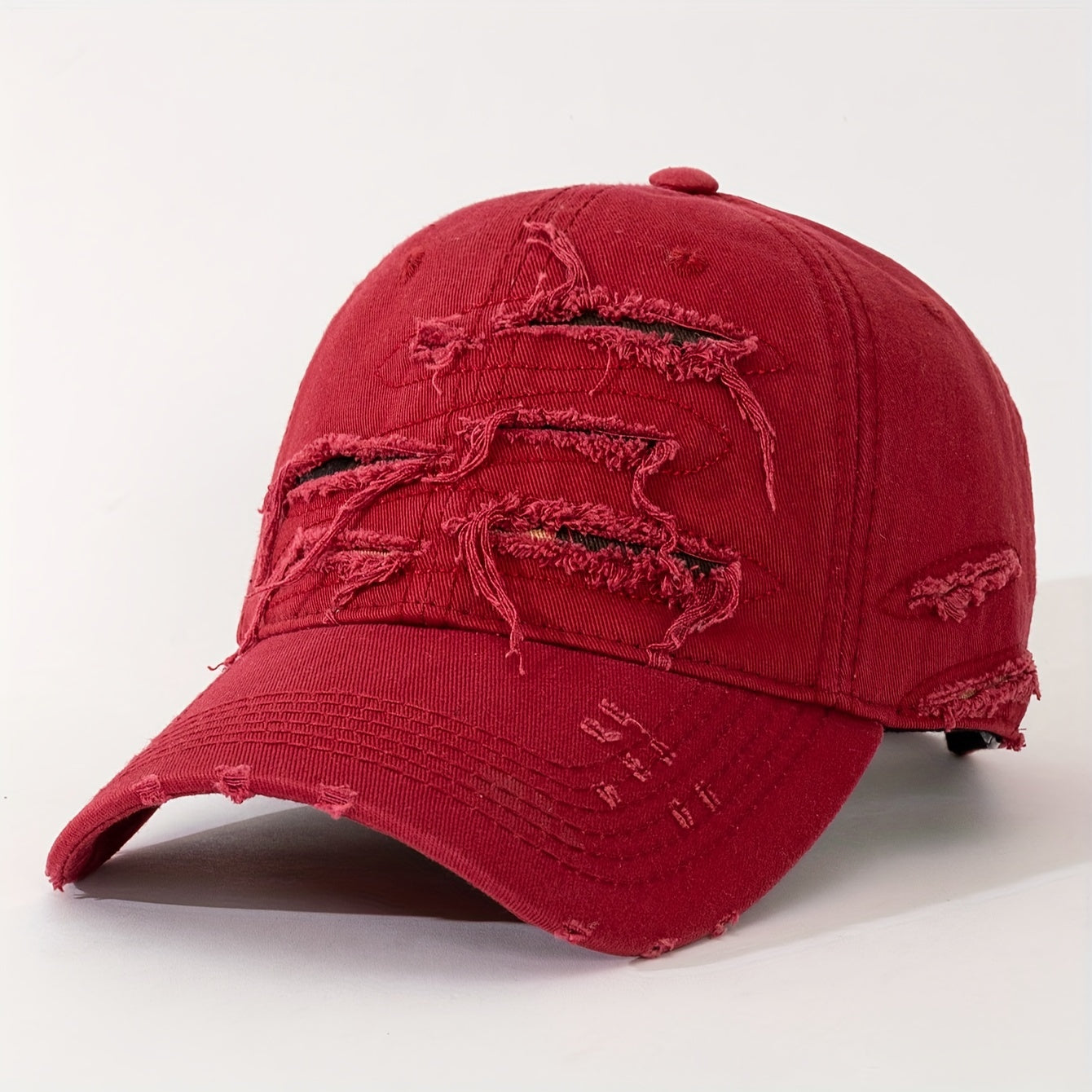 1pc Simple Polyester Baseball Cap, Embroidered Patches, Hole, Washed, Lightweight, Non-Stretch, Hand Wash or Professional Dry Clean, Solid Color, Spring Festival Valentine'S Day Gift
