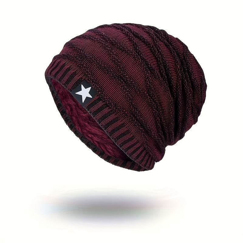 1pc Fashionable Ear Protection Windproof Knit Beanie Hat With Striped Design, Autumn And Winter Warm Ski Cold Hat For Men And Women, Ideal Choice For Gifts