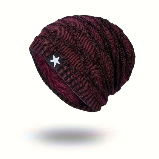 1pc Fashionable Ear Protection Windproof Knit Beanie Hat With Striped Design, Autumn And Winter Warm Ski Cold Hat For Men And Women, Ideal Choice For Gifts