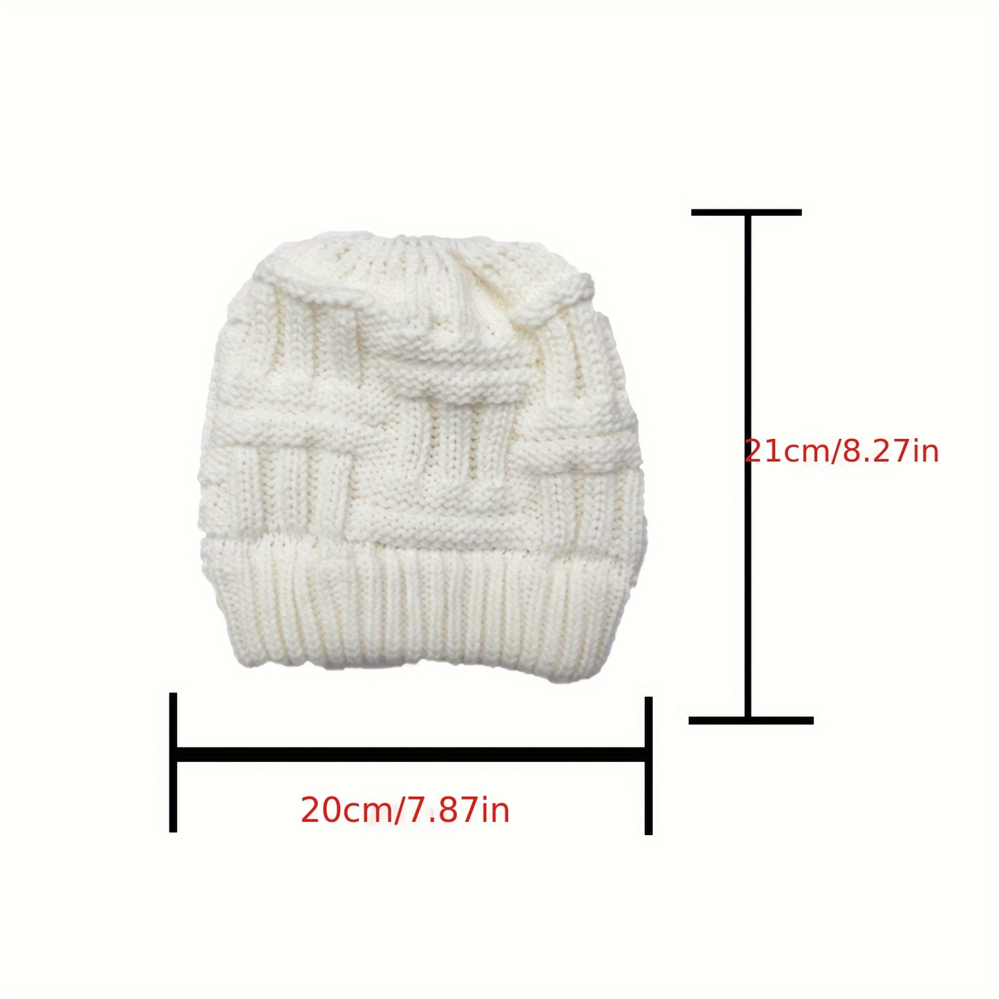 1/2/5pcs Ponytail Hats, Solid Color Versatile Beanies, Winter Thick Warm Elastic Caps for Women