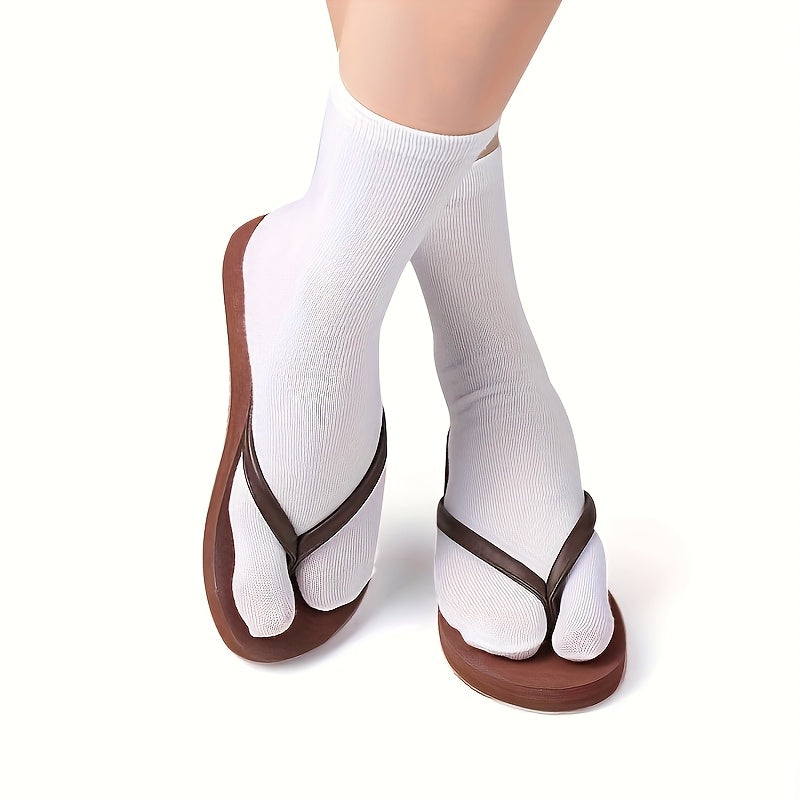 10 Pairs Men'S And Women'S Two-toed Socks, Clog Socks, Sweat-absorbing And Breathable, Two-toed Full Socks