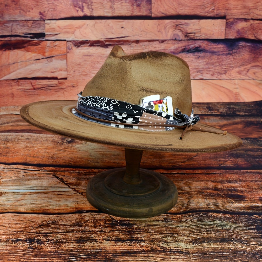 1 Top Random Poker Card Pure Handmade Imitation Burnt Decor Autumn and Winter Hat