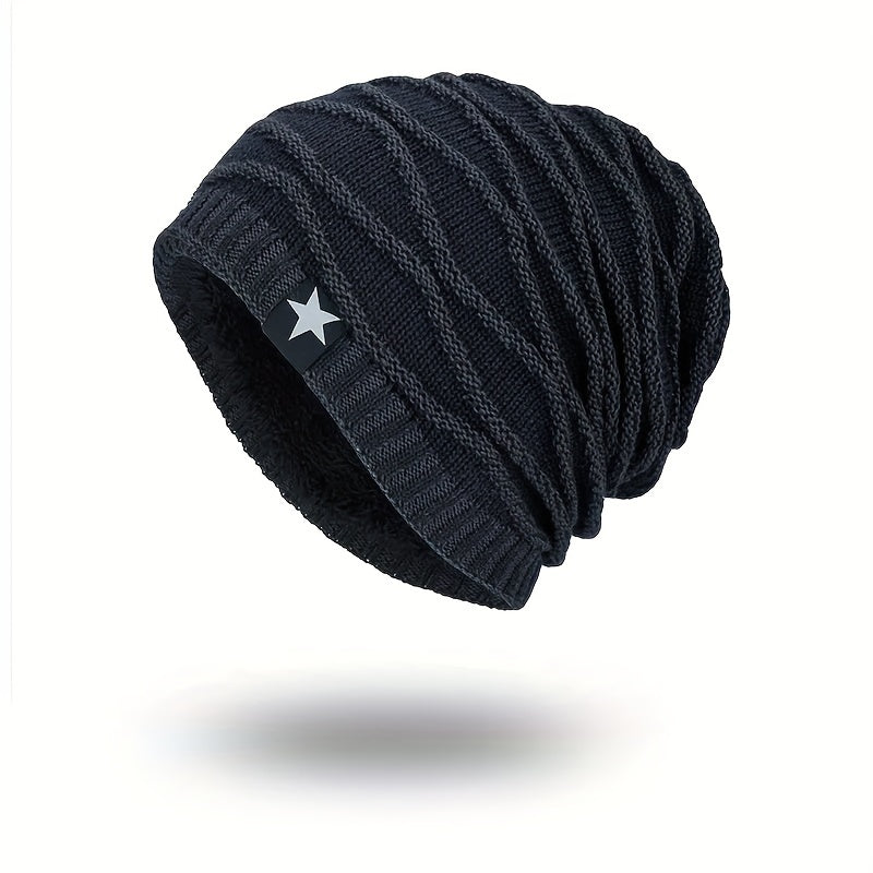 1pc Fashionable Ear Protection Windproof Knit Beanie Hat With Striped Design, Autumn And Winter Warm Ski Cold Hat For Men And Women, Ideal Choice For Gifts