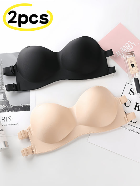 [Women's Camisole] Two-Pack Thin One-Word Wrap Bra Sexy Gathering Invisible Anti-Slip Underwear Women's Camisole