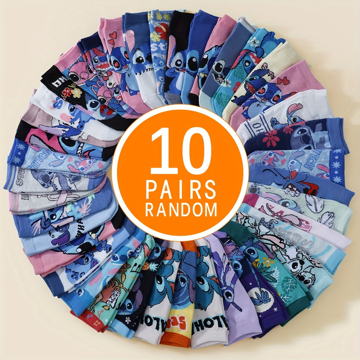 [Fashionable Socks] 5/10/1520 Pairs of Fashionable Women's Short Socks | Funny Cartoon, Stitch, Casual, Suitable for Daily Wear