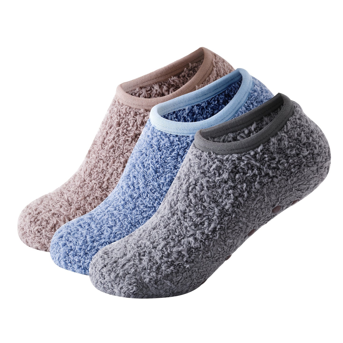 1 Pair/3 Pairs Women'S Fuzzy Socks, Fluffy, Thick, Super Warm, Cozy, Non Slip, Solid Color, Polyester 100%, Knit Fabric, Hand Wash, with Grips for Women
