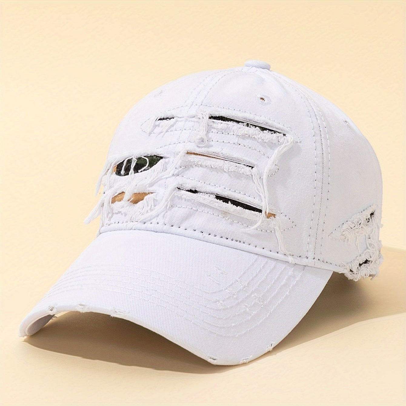 1pc Simple Polyester Baseball Cap, Embroidered Patches, Hole, Washed, Lightweight, Non-Stretch, Hand Wash or Professional Dry Clean, Solid Color, Spring Festival Valentine'S Day Gift