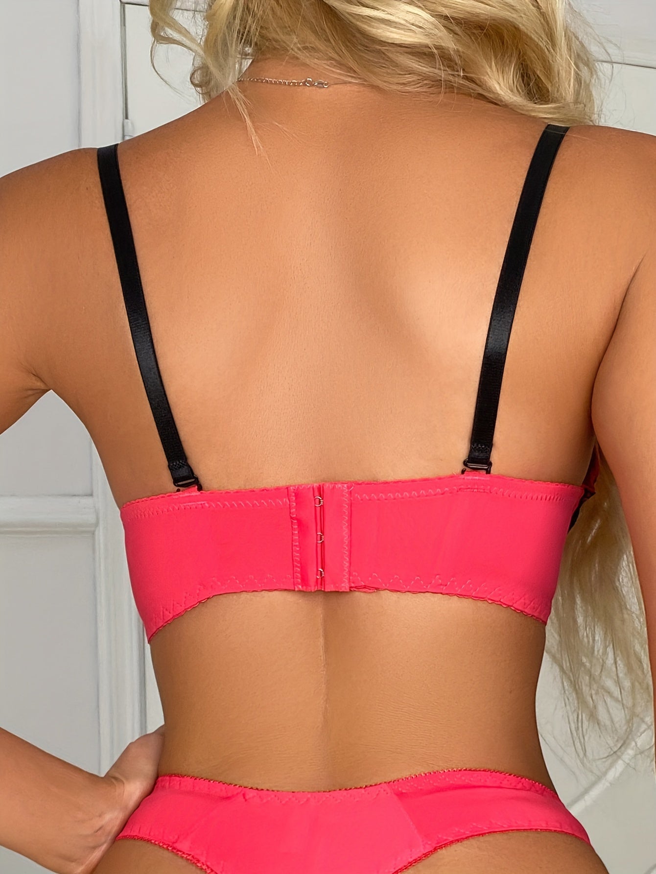 [Sexy Lace Bra] Sexy Lace Push Up Bra - Women's, Color Block Design, No Padding, Underwire, Polyamide 90% Elastane 10%, Knit Fabric, Basic Style, B-Cup, Adult Lingerie