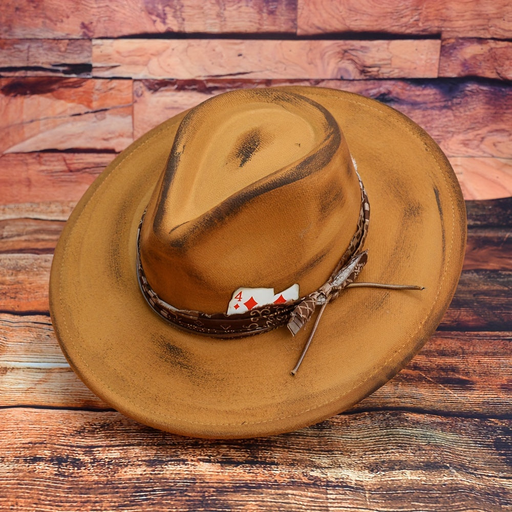 1 Top Random Poker Card Pure Handmade Imitation Burnt Decor Autumn and Winter Hat