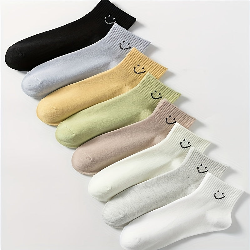 [Cute Socks] Cute Japanese 8/10/16/20/24 Double Solid Color Love Couple's Breathable Odor Proof Women's Short Socks | Daily Use, Black and White Gray, Ins Style, Versatile