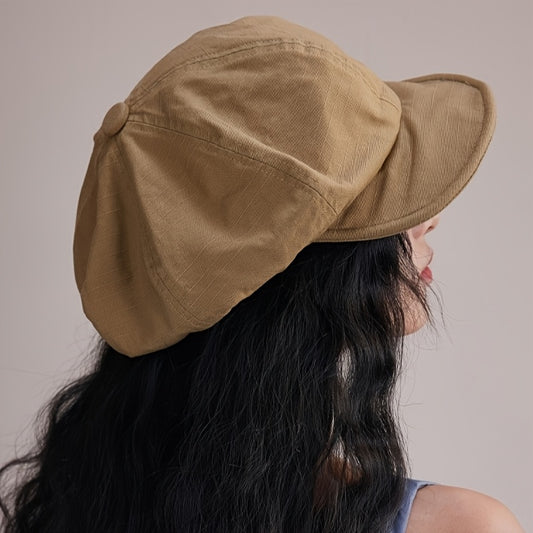 [Vintage Style Beret] Vintage Style Beret - Women's Retro Hat, Breathable & Comfortable, Olive Green with Black Trim, Perfect for Daily Wear, Travel, and Vacation, Hand Wash or Dry Clean, Texture