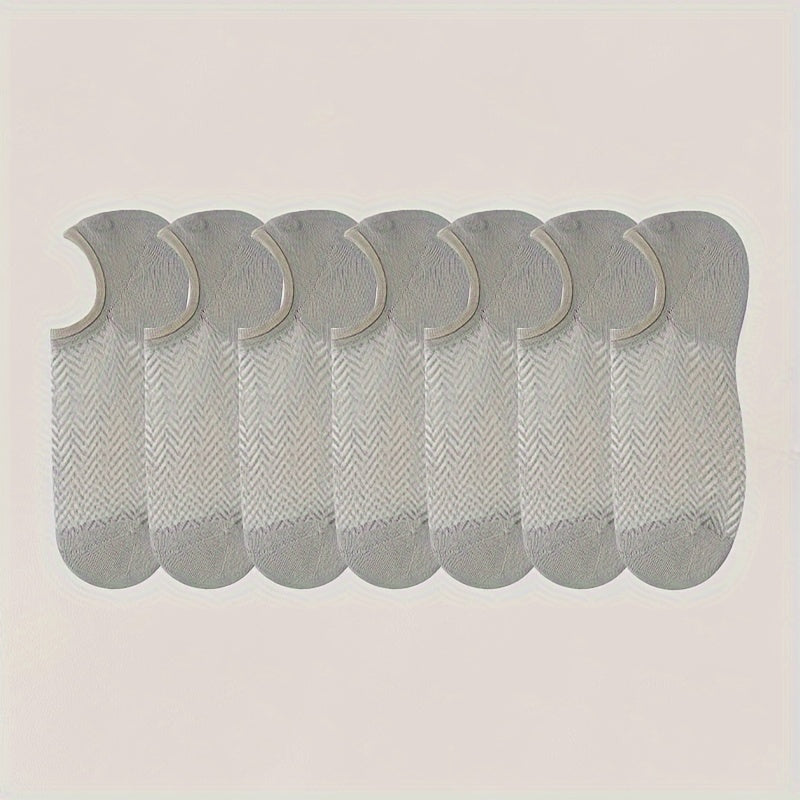 [Summer Fishnet Socks] 7-Pack Thin Summer Men's Fishnet Boat Socks | Solid Color
