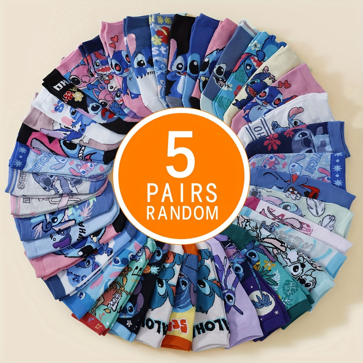 [Fashionable Socks] 5/10/1520 Pairs of Fashionable Women's Short Socks | Funny Cartoon, Stitch, Casual, Suitable for Daily Wear