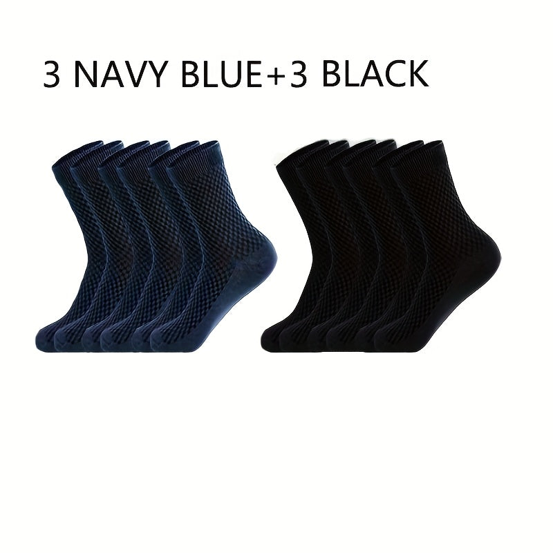 [Moisture-Wicking Socks] 6 Pairs of Moisture-Wicking Men's Bamboo Fiber Mid-Calf Socks | Odor-Resistant, Durable, Comfortable, Black & White, Suitable for Formal and Casual Wear