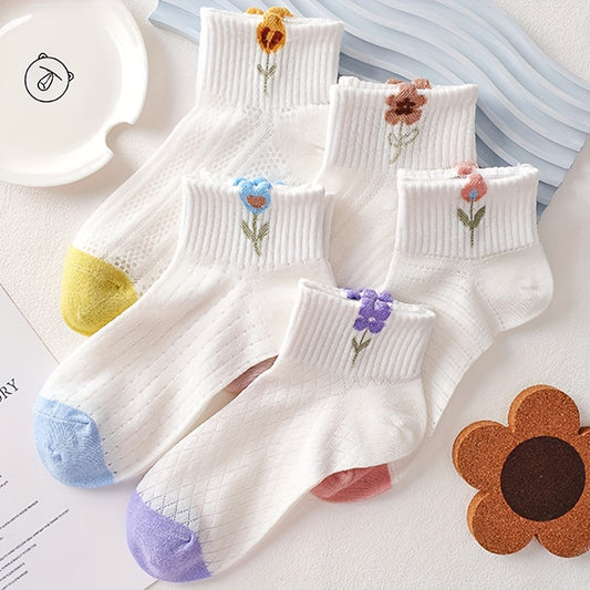 1/5/10/15/20 Pairs of Rong Opening Small Flower Women'S Ankle Socks