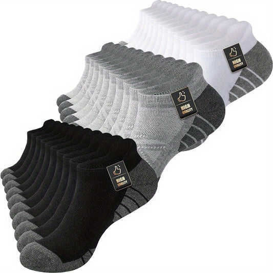 20/30 Pairs Men'S Low-Cut Comfortable Cushioned Casual Socks - Breathable, Durable Polyester, Assorted Colors (Black, Gray, White, Navy Blue, Beige) for Everyday & Casual Attire