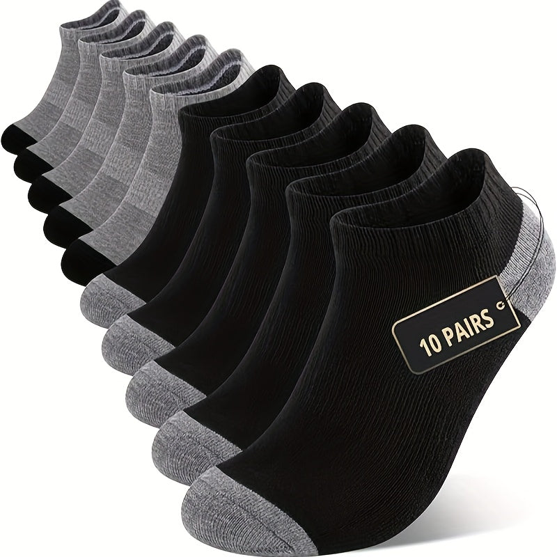 10-Pack Affordable Athletic Socks - Men's Cushioned Running Performance Socks