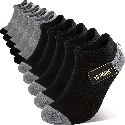 10-Pack Affordable Athletic Socks - Men's Cushioned Running Performance Socks