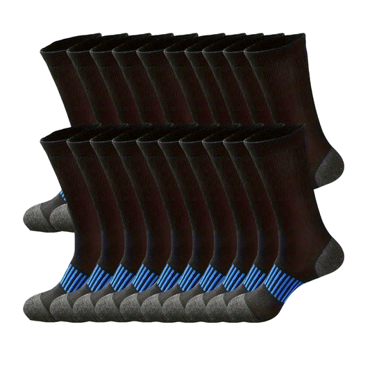 20-Pack Men's Knit Polyester Crew Socks, Solid Color, Hand Washable - Athletic Long Tube Socks for Sports and Casual Wear