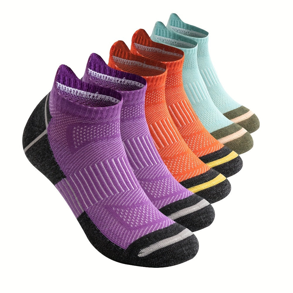 [Mens Athletic Socks] AceFine 6pcs Men's Breathable Mesh Athletic Socks | Moisture-Wicking, Comfort Fit with Heel Tab & Bright Ear-Catching Colors, Polyester/Spandex Blend, Ideal for Running & Sports