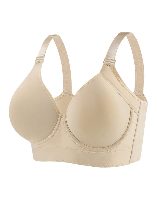 [Seamless Nylon Bra] Seamless Nylon Women's Full Coverage Underwire Bra | Breathable, Solid Color, No Padding, Mature Style Lingerie