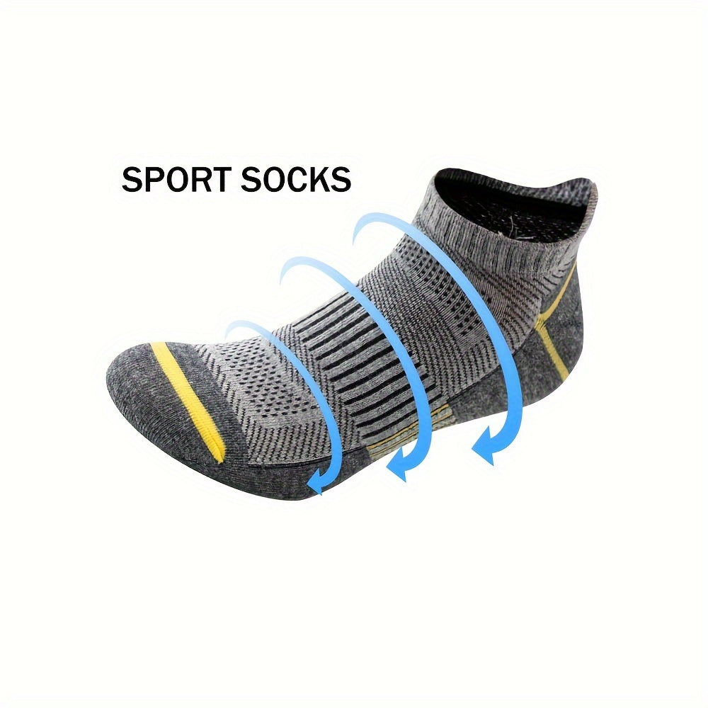 [Mens Athletic Socks] AceFine 6pcs Men's Breathable Mesh Athletic Socks | Moisture-Wicking, Comfort Fit with Heel Tab & Bright Ear-Catching Colors, Polyester/Spandex Blend, Ideal for Running & Sports