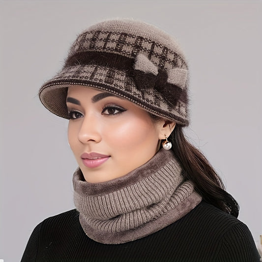 1pc/2pcs Autumn and Winter New Bow Decorated Hat, Fashionable Versatile for Outdoors Skiing and Walking Casual Wear Thickened Warm Fleece Lined Beanie