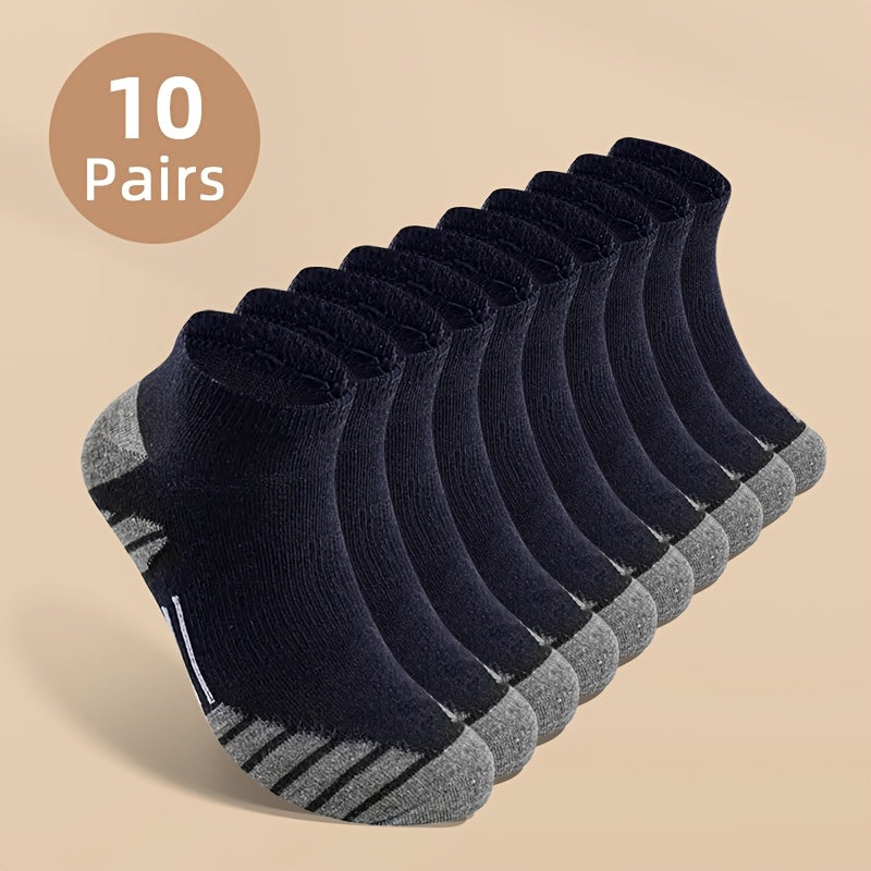 10 Or 20 Pairs Men'S Low-Cut Socks - Moisture-Wicking Breathable Athletic & Everyday Socks, All-Season Comfort, Multi-Color Pack (Grey/Black/White/ Navy/Charcoal) - Ideal for Gym, Office, Travel - Easy Care, Office Wear, Classic Design, Durable Constructi