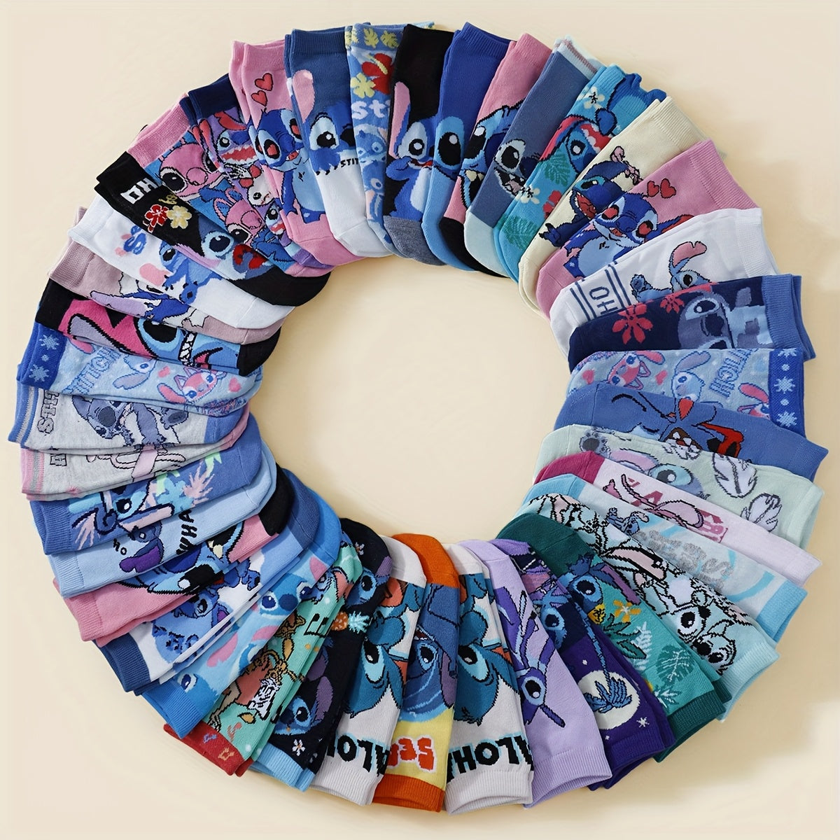 [Fashionable Socks] 5/10/1520 Pairs of Fashionable Women's Short Socks | Funny Cartoon, Stitch, Casual, Suitable for Daily Wear