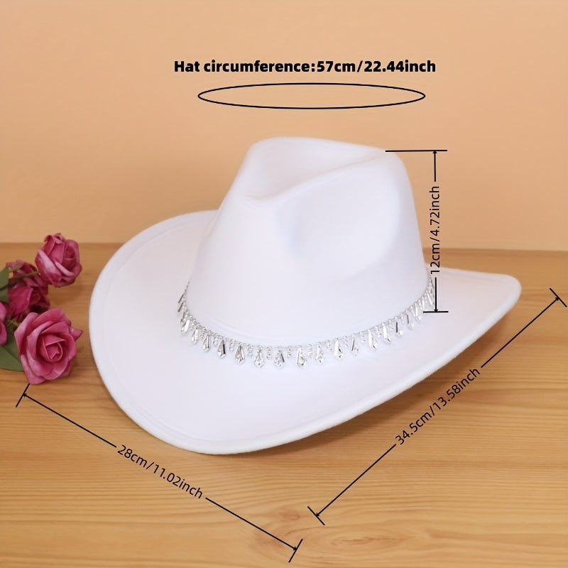 1pc Western Soft Hat, Classic Wide Brim Western Cowboy Hat for Women and Men, Suitable for Outdoor Parties, Music Festivals, a Good Gift (Head Circumference 22.44 inches, Suitable for Slender People)