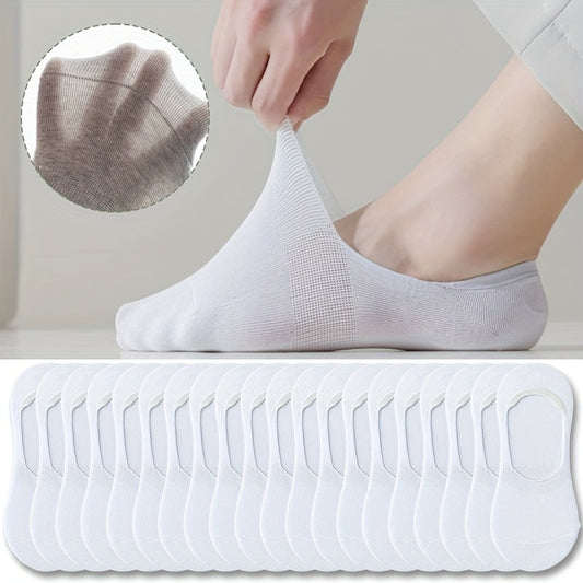 20 Pairs of Men'S Pure White Breathable, Non-Marking Socks - Soft, Sweat-absorbing, Non-slip Silicone Grip, Elastic Texture Comfort - Perfect for Casual Dressing and Outdoor Sport, Sweat-Resistant