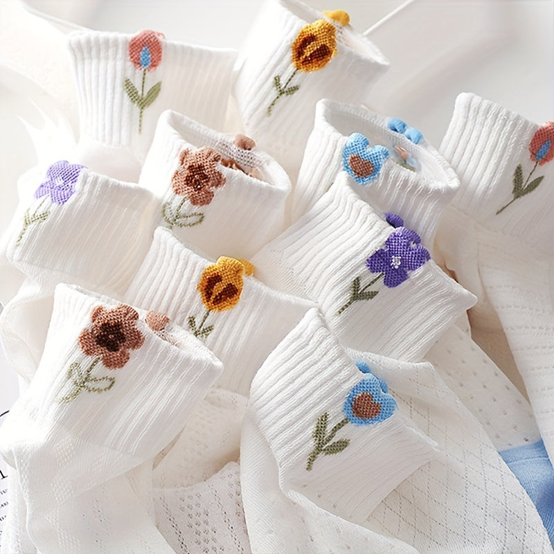1/5/10/15/20 Pairs of Rong Opening Small Flower Women'S Ankle Socks